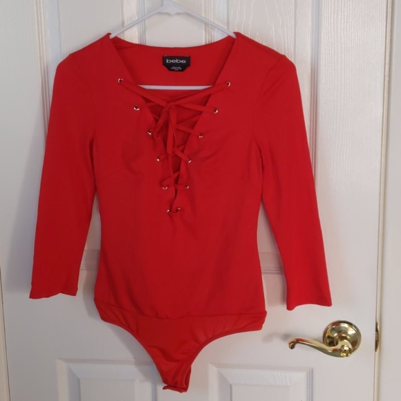 bebe Tops - bebe red bodysuit sz XS